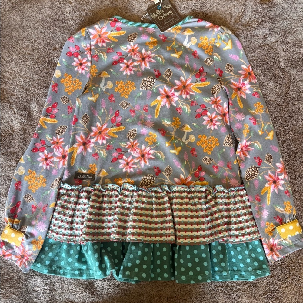 Matilda Jane Girls Floral Ruffle Button Front Top Mixed Print Size 8 NWT - Picture 4 of 4